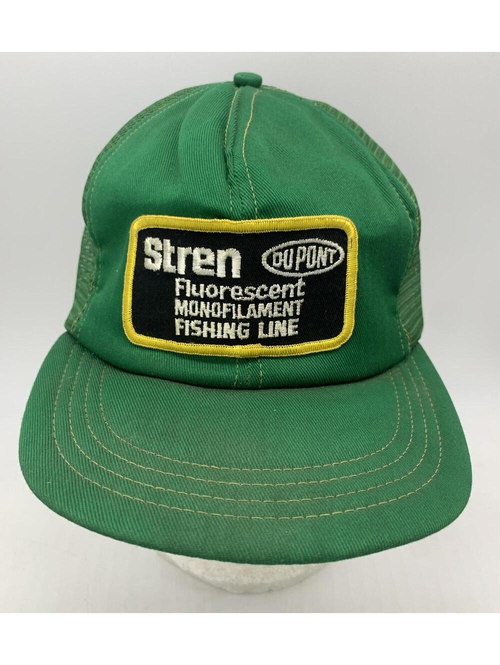 VTG Stren Dupont Fishing Line Snapback Mesh Patched Trucker Hat Made In USA